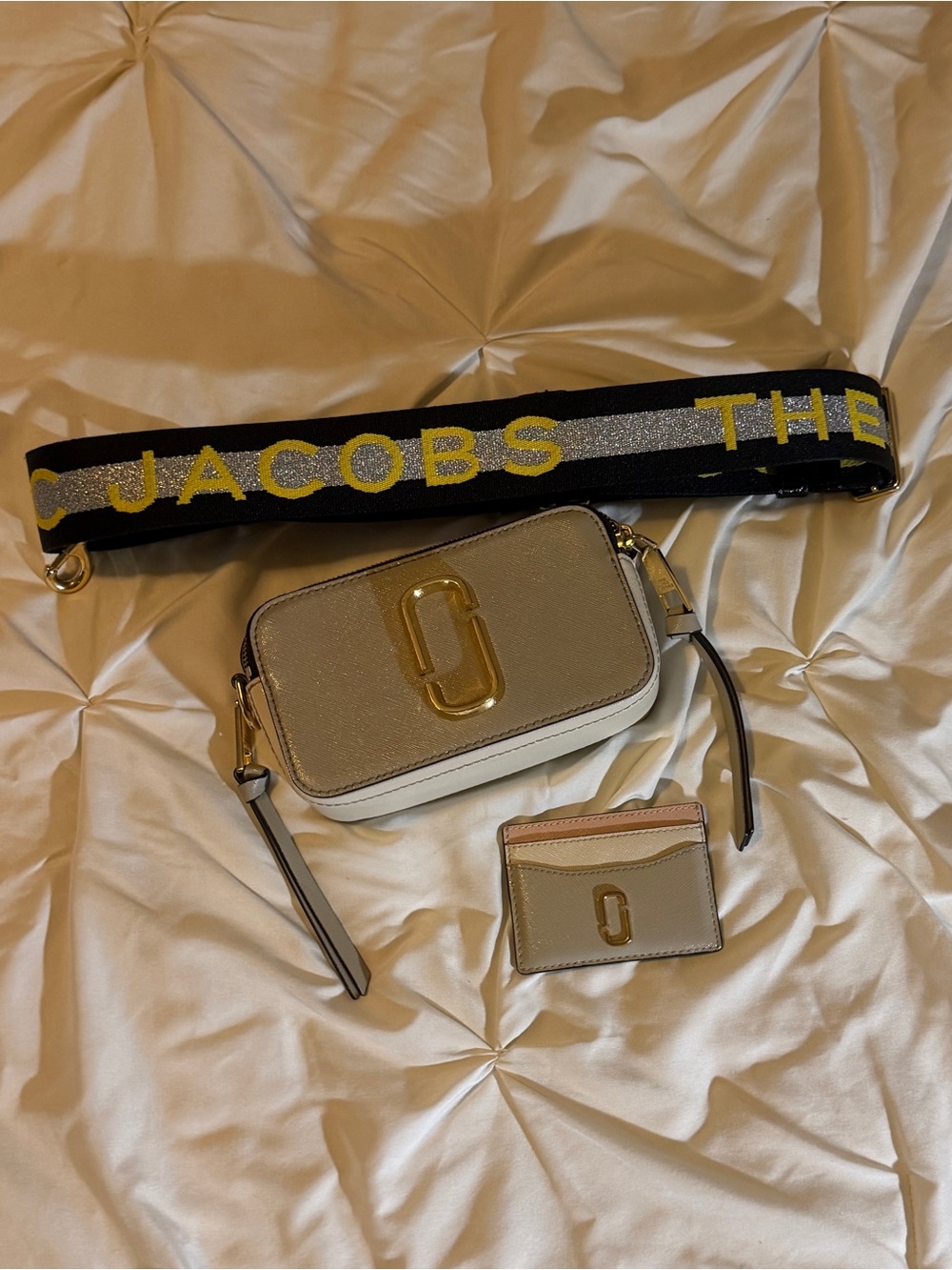Marc Jacobs Beige Snapshot Camera Bag with wallet and Logo Strap